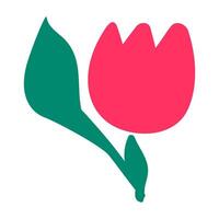 röd blomning tulpan dragen förbi barn ikon vektor