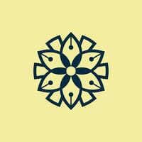 elegant Prämie Blumen- Stift Blütenblatt Logo vektor