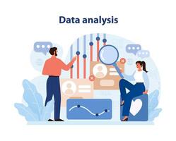 data analys i konsument engagemang. yrkesverksamma använda sig av data analys till få. vektor