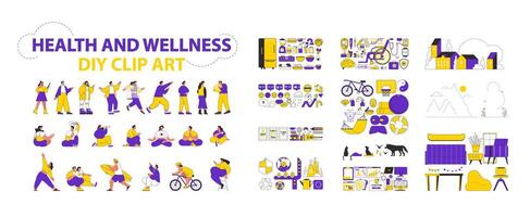 Gesundheit und Wellness DIY Clip Art Satz. Vektor Illustration.