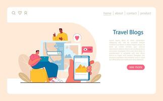 resa bloggande begrepp. delning resa upplevelser uppkopplad. vektor