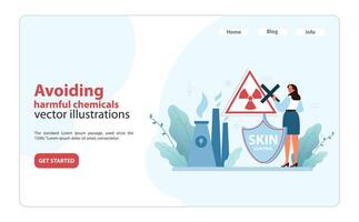undviker skadlig kemikalier. demonstrerar Proaktiv åtgärder i hudvård säkerhet. vektor