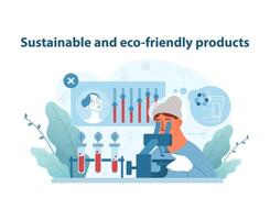 hållbar hudvård Produkter illustration. miljövänlig forskning för grön skönhet alternativ. vektor