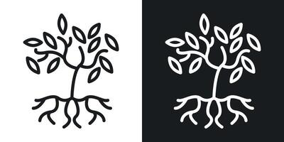 Baum mit Wurzeln und Blätter Symbol vektor