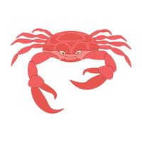 Vektor Illustration Karikatur rot Krabbe. süß und schön Meer Tiere. Hand gezeichnet eben Stil rot Krabbe isoliert auf Weiß. modisch eben Vektor Illustration
