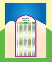 ramadan kareem tidpunkt kalender imsakia ramadan schema för bön gånger i ramadan planerare vektor