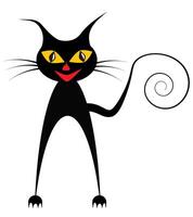 svart leende katt med enkel former vektor
