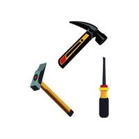 Werkzeuge Symbole Satz. Hammer und Schraubendreher und Vektor Illustration