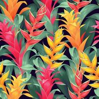 Vektor nahtlos Muster mit exotisch Blumen und tropisch Blätter