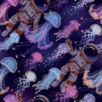 vektor sömlös mönster med astronaut och manet
