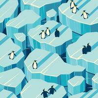 arktisk sömlös mönster med pingviner på isberg vektor