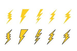 uppsättning av elektricitet, blixt, blixt, hastighet ikon. fara tecken symbol vektor