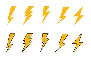 einstellen von Elektrizität, blinken, Blitz, Geschwindigkeit Symbol. Achtung Zeichen Symbol vektor