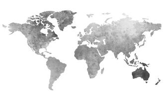 grau Farbe Welt Karte Aquarell Vektor Hintergrund