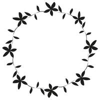 schwarz runden Rahmen von Blumen und Blätter auf ein Weiß Hintergrund vektor