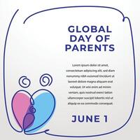 global dag av föräldrar design mall Bra för firande användande. föräldrar vektor illustration kontinuerlig linje. platt design. värld händelse. eps 10.