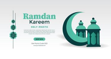 islamisch Gruß Ramadan kareem Design Hintergrund, Vorlage mit schön Laternen und Halbmond vektor