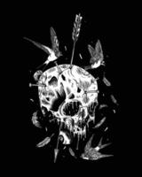 död metall Skräck illustration av skallar, pilar, och fåglar vektor
