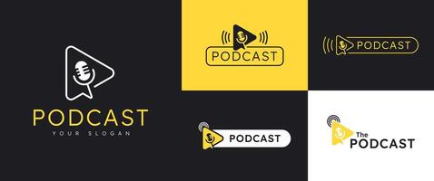 Podcast Dreieck abspielen Plaudern Mikrofon Logo vektor