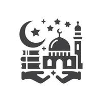 Symbol Elemente zum ein islamisch Thema, mit ein Luxus Stil, einfarbig, Wohnung, schwarz und Weiß vektor