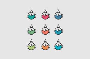 en uppsättning illustration av jullyktor med olika färger, vektor