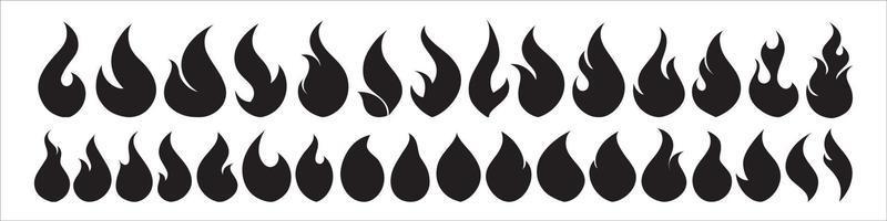 Feuer Flamme Icon Set Symbol des Feuers vektor