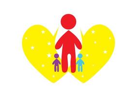 barn vård, familj, välgörenhet vektor logotyp emblem design mall.
