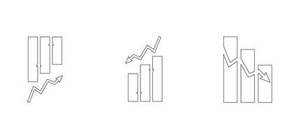 erhöhen, ansteigen und verringern dünn Linie Pfeil Symbole mit editierbar Schlaganfall vektor