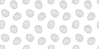 traditionell schwarz konturiert Ostern Eier nahtlos Gekritzel Muster isoliert auf Weiß Hintergrund. einfach einfarbig Hand gezeichnet Gliederung Illustration. perfekt zum Hintergrund oder Stoff vektor