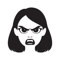 kvinna arg ansikte uttryck tecknad serie vektor konst illustration