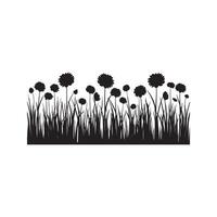 Silhouette Gras und Blumen Vektor Kunst Illustration