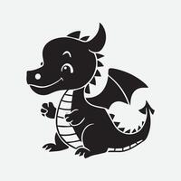 süß wenig Dinosaurier Silhouette Symbol im schwarz Farbe Vektor Vorlage