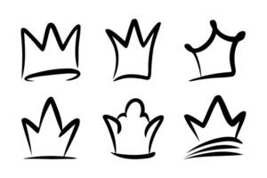 doodle set crown line art, vektorillustration. vektor