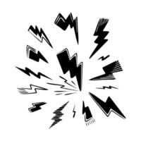 Hand gezeichnet Vektor Gekritzel elektrisch Blitz Symbol skizzieren. Donner, Vektor Illustration