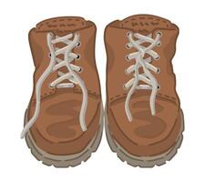 Trekking Schuhe Gekritzel. Clip Art von Karikatur Stil Wandern Stiefel. Vektor Illustration isoliert auf Weiß.