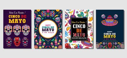 elegant cinco de mayo uppsättning av hälsning kort, affischer, Semester omslag vektor