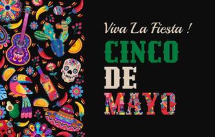 glücklich cinco de Mayo Banner mit bunt Mexikaner Ornament. fest, Urlaub Poster, Party Flyer, Gruß Karte vektor