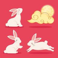 Kaninchen und chinesische Wolke vektor