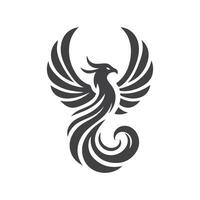 modern fågel Fenix logotyp svartvit design vektor