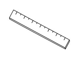 hand dragen söt översikt illustration av skola linjal. platt vektor högskola brevpapper mätning verktyg i linje konst klotter stil. utbildning eller studie klistermärke, ikon. tillbaka till skola. isolerat på vit.