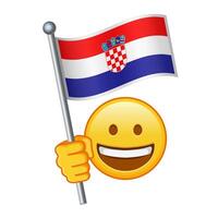 Emoji mit Kroatien Flagge groß Größe von Gelb Emoji Lächeln vektor