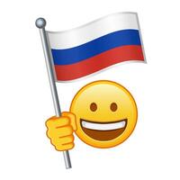 Emoji mit Russisch Flagge groß Größe von Gelb Emoji Lächeln vektor