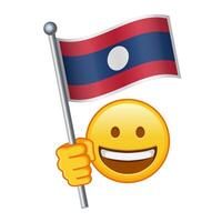 Emoji mit Laos Flagge groß Größe von Gelb Emoji Lächeln vektor