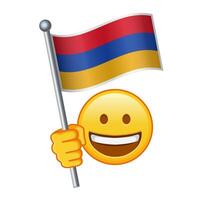 Emoji mit Armenien Flagge groß Größe von Gelb Emoji Lächeln vektor