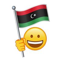 Emoji mit Libyen Flagge groß Größe von Gelb Emoji Lächeln vektor