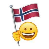 emoji med Norge flagga stor storlek av gul emoji leende vektor