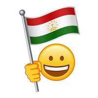 Emoji mit Tadschikistan Flagge groß Größe von Gelb Emoji Lächeln vektor