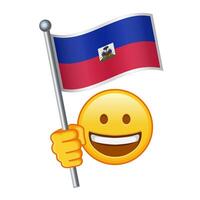 emoji med haiti flagga stor storlek av gul emoji leende vektor