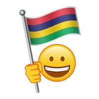 emoji med mauritius flagga stor storlek av gul emoji leende vektor