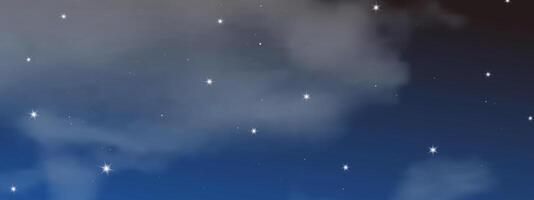 natt himmel med moln och många stjärnor vektor